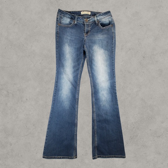 Paris Blues Denim - Paris Blues Women Blue Flare Leg Jeans Mid Rise Y2K Faded Denim Size 9 GLC20222